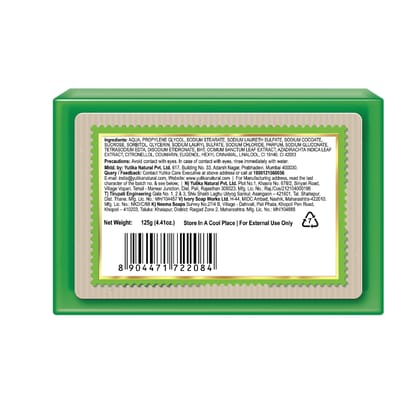 Nisha Neem & Tulsi Body Cleansing Bar 125g, Dermatologically Tested Soap for All Skin Types, Paraben Free Bathing Soap