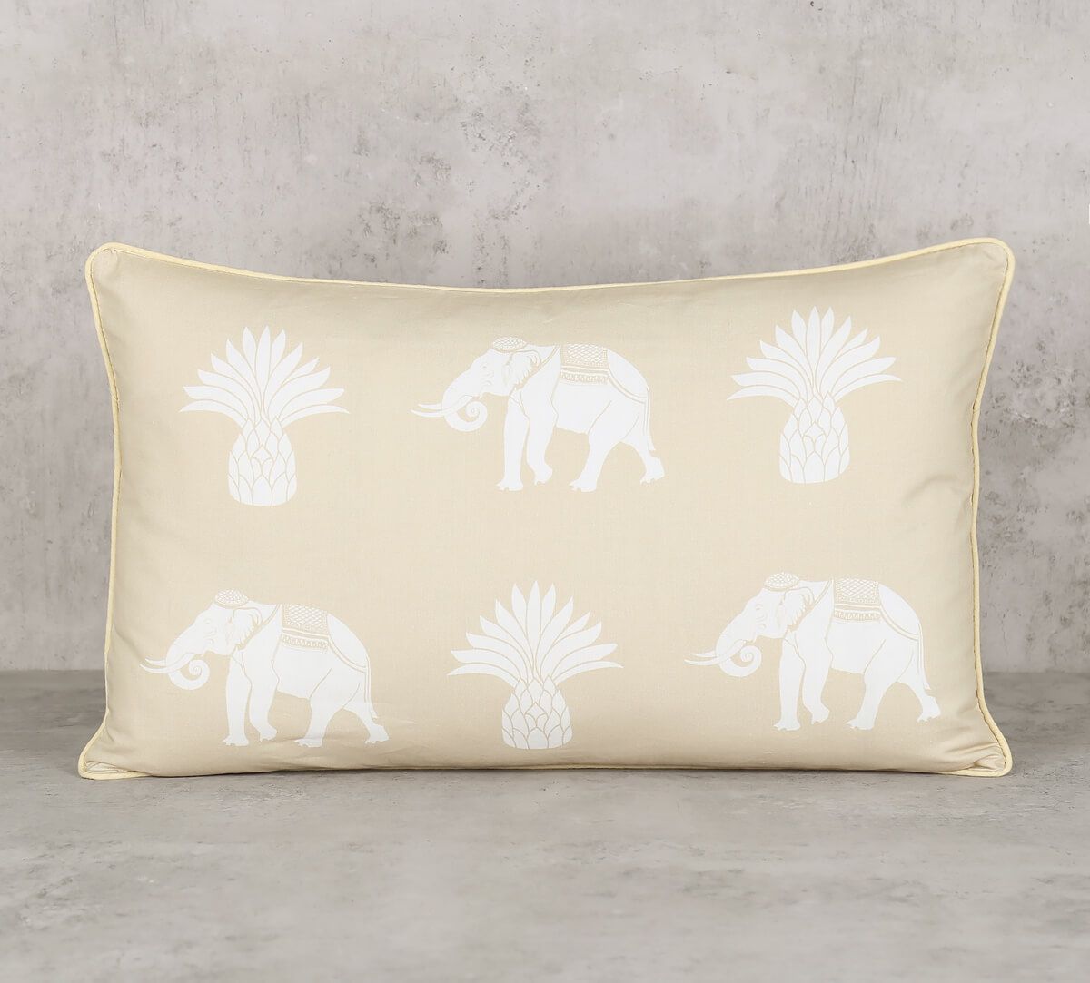 India Circus Tusker Tropics - Cotton Poplin Cushion Cover - 12 X 20 Inch