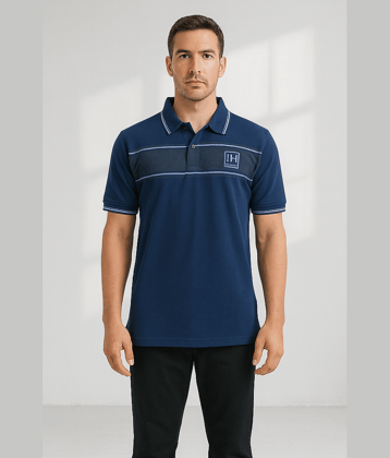Dollar Men Cotton Regular Fit Printed Polo T Shirt ( Blue )