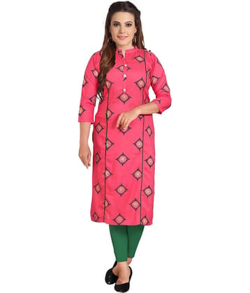 HAYA - Pink Rayon Women's Straight Kurti ( Pack of 1 )