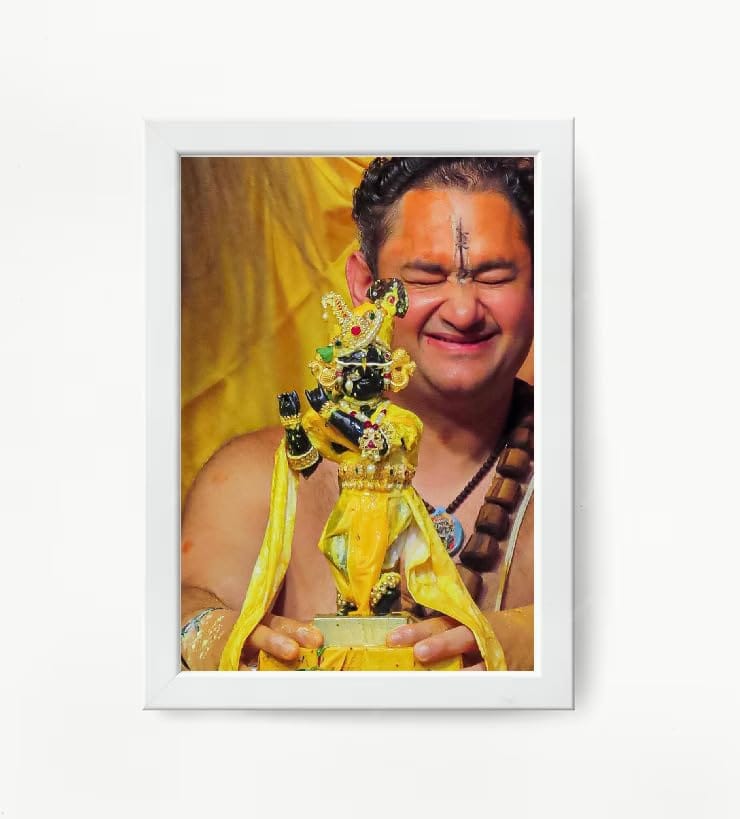 NOKKES Radha Raman Ji Vrindavan Radha Raman Thakur Ji White Photo Frames Religious Photo frame 5X7 Inch Photo Frame_QWW104