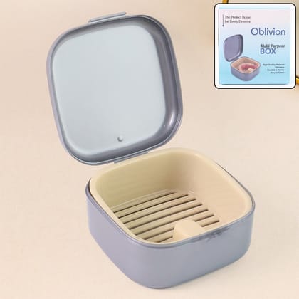 Oblivion Teeth Storage Box with Lid and Inner Tray, DENTURE CASE (1 Pc)