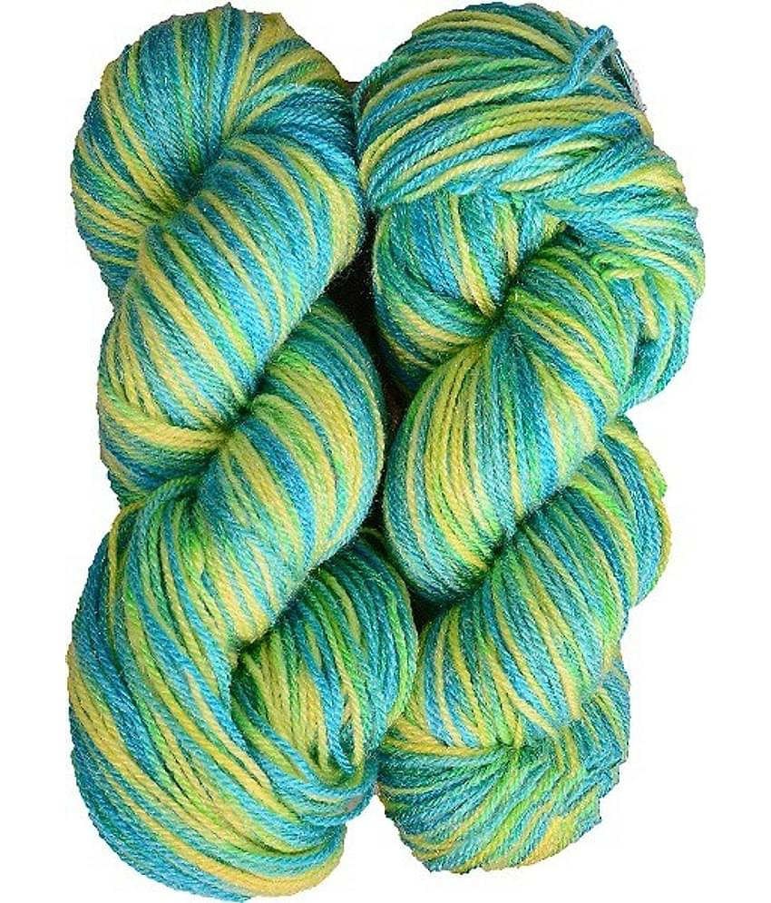 Knitting Yarn Wool, Multi Green 200 gm Woolen Crochet Yarn Thread. Best Used with Knitting Needles, Crochet Needles. Wool Yarn for Knitting. Best Woolen Thread.