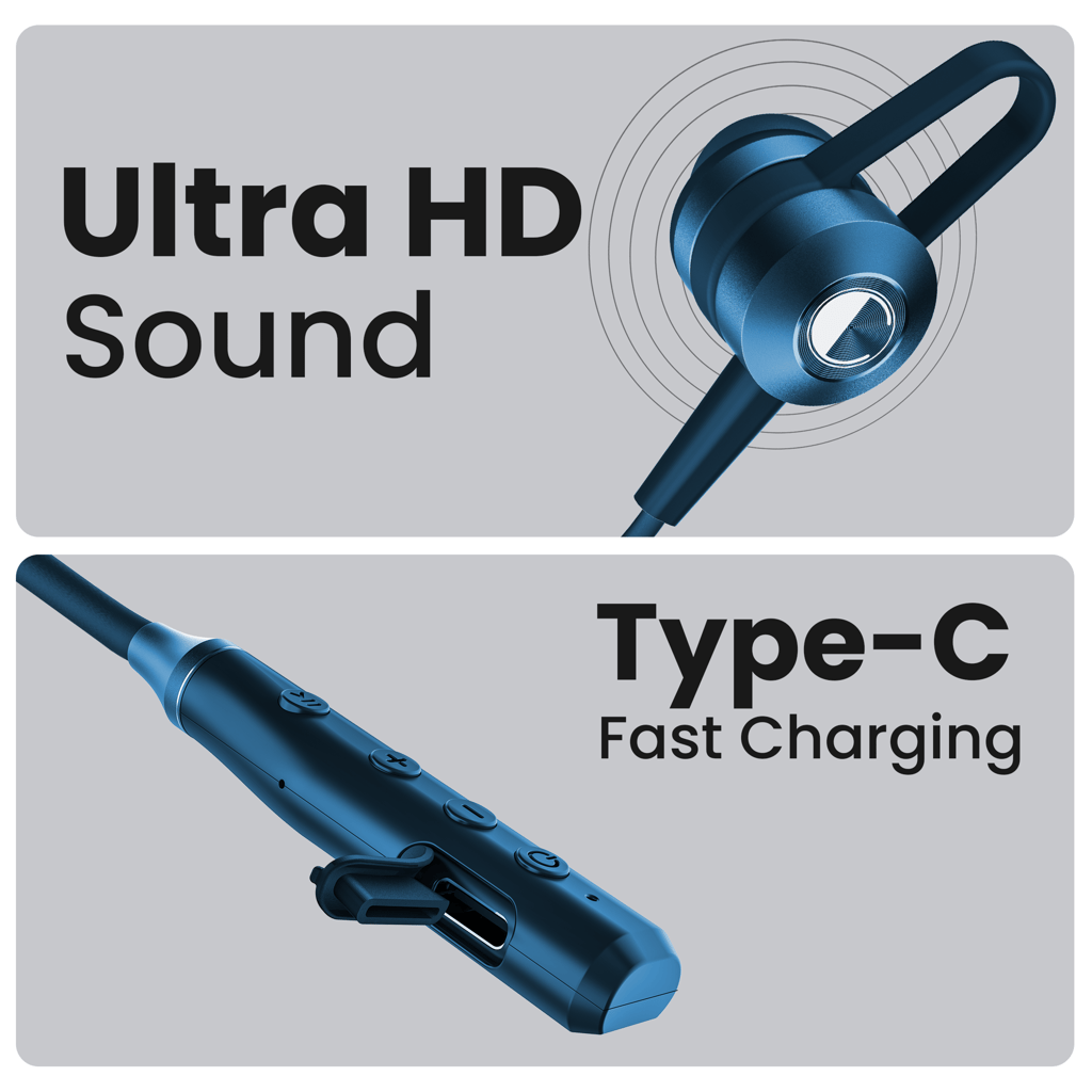 Cellecor BT-4 Wireless Waterproof Neckband with 25 Hrs playtime Headphone Bluetooth - Blue