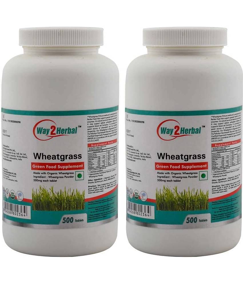 Way2Herbal Wheatgrass Tablets 500 no.s Pack of 2