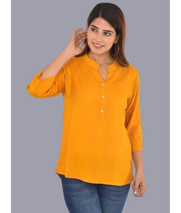 FABISHO Women Solid Rayon Shirt ( Yellow )