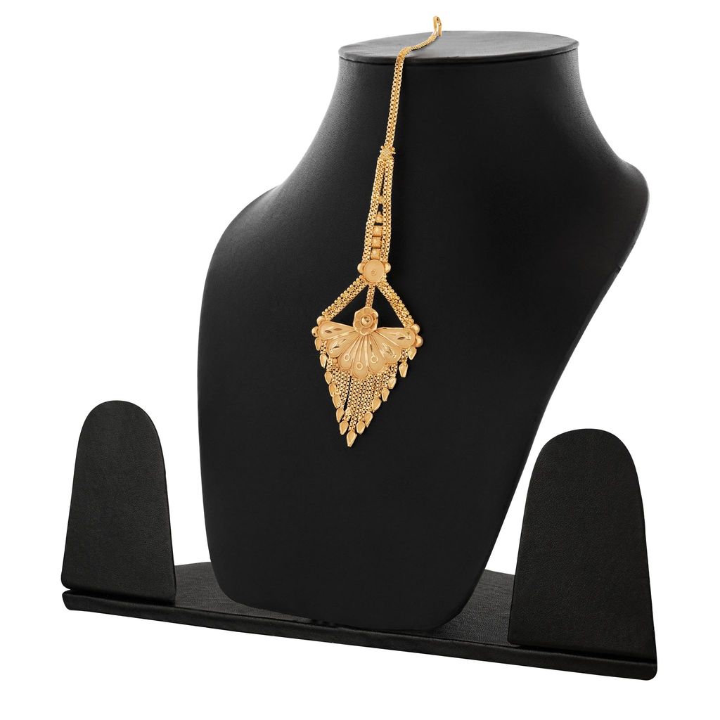 Gold-Plated Maang Tikka | Traditional Indian Bridal Hair Jewelry