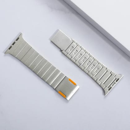 Premium Titanium Magnetic Lock Straps By iSerieshub For iWatch-49 - 45 - 44 - 42MM / Titanium Orange