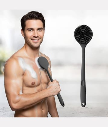 Soft Silicone Back Scrubber with Long Handle for Shower & Bath | Flexible Exfoliating Brush with Gentle Bristles for Smooth Skin | Body Scrubber for Men, Women & Boys | Ideal for Body Wash & Bathing