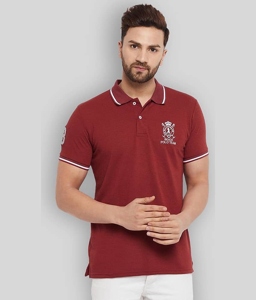 The Million Club Pack of 1 Cotton Blend Regular Fit Solid Half Sleeves Men's Polo T Shirt ( Maroon )