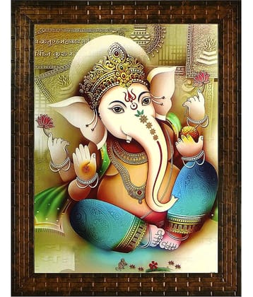 Indianara LORD GANESHA Painting -Synthetic Wood Multicolour