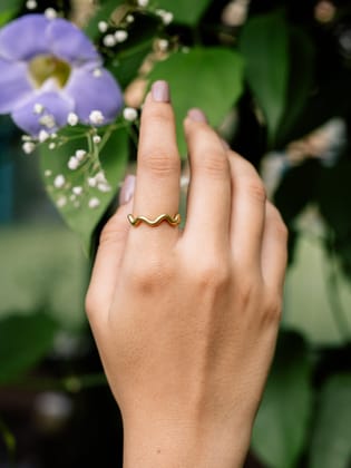 Wind Wave Brass Adjustable Ring (Anti Tarnish)