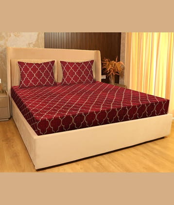 JDX Microfibre Abstract Printed Fitted ( Queen Size ) - Multi