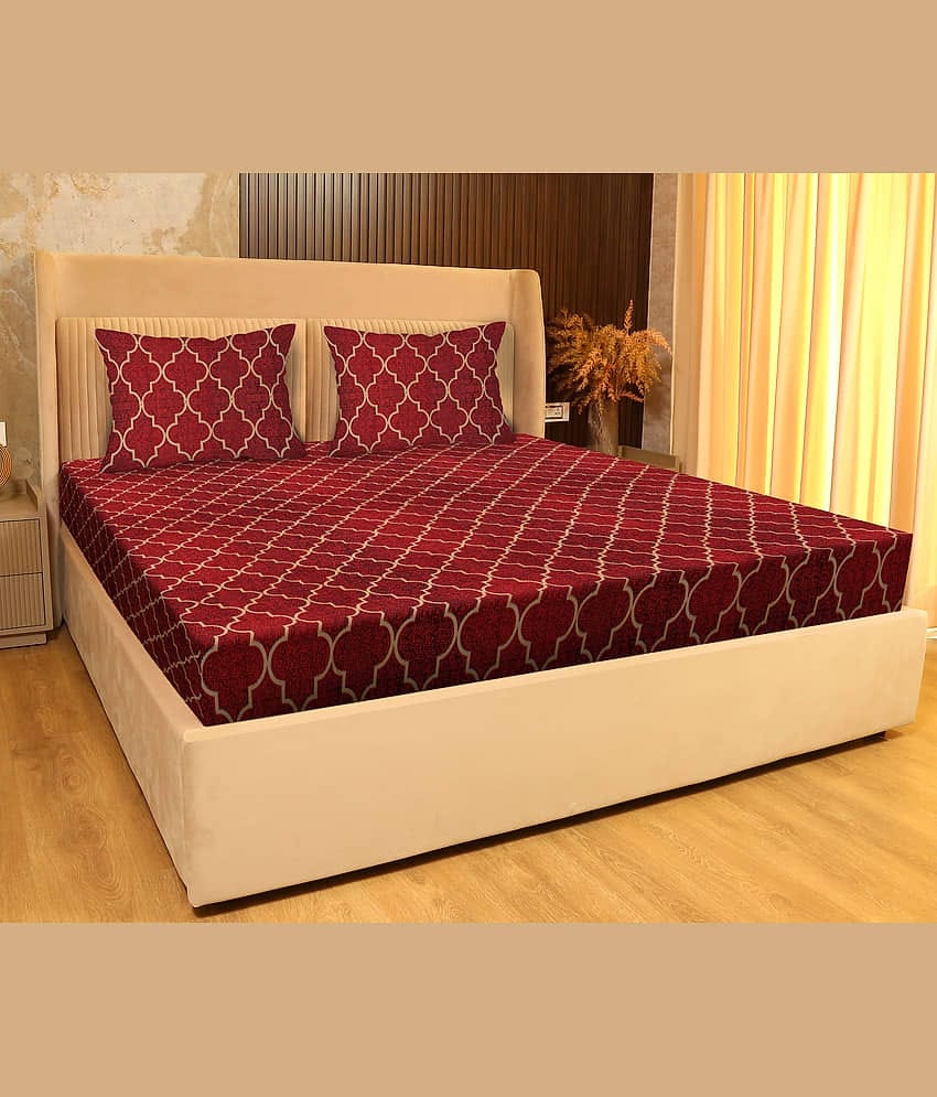 JDX Microfibre Abstract Printed Fitted ( Queen Size ) - Multi