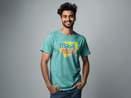 Taarak Mehta Ka Ooltah Chashmah| Aqua Green Front Printed Regular Fit T-Shirts (MAGAJ MAARI)
