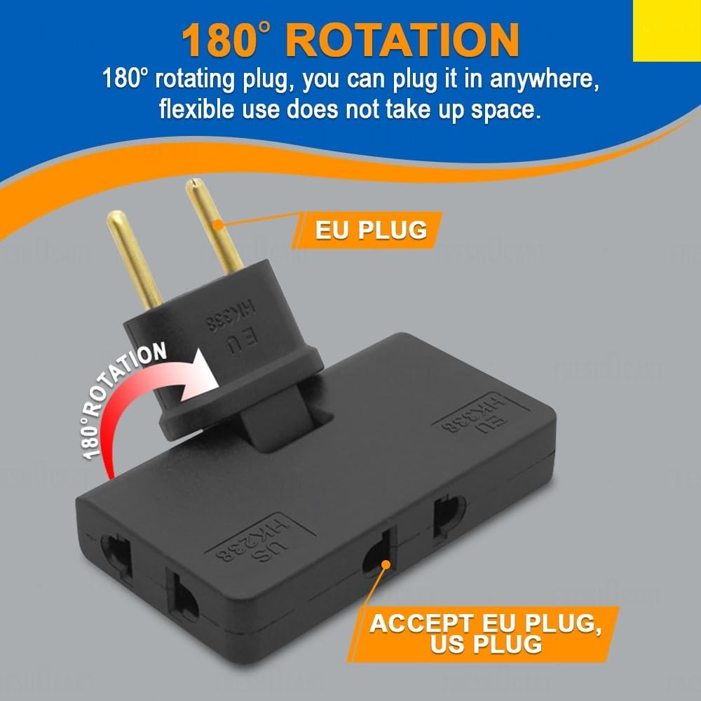 Multi-Plug Wall Adapter with Dual Sockets & Swivel Design