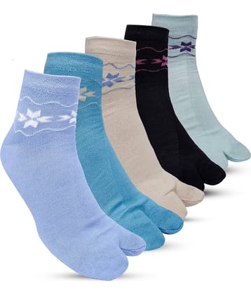 Texfro Pack of 5 Women's Cotton Ankle Length Socks ( Multicolor )