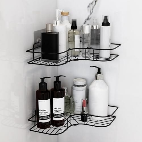 Ruboxa Self Adhesive Corner Shelf for Bathroom/GI Metal Shelf for Kitchen with Magic Sticker/Bathroom