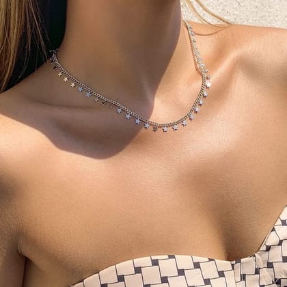 Star Celeb Dainty Necklace-Silver