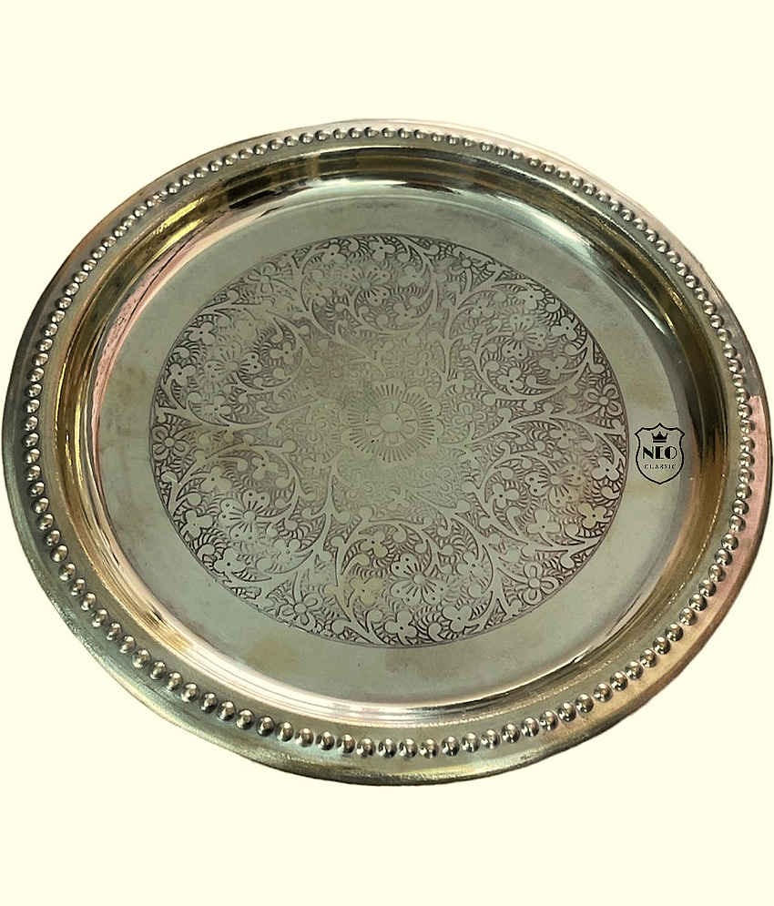 NEO CLASSIC Puja Thali with Flower Embossed Design 6" INCH (GOLD)
