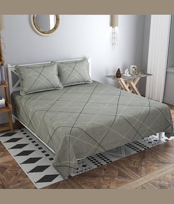 Kraftiq Homes Microfiber 1 Double Bedsheet with 2 Pillow Covers ( Grey )