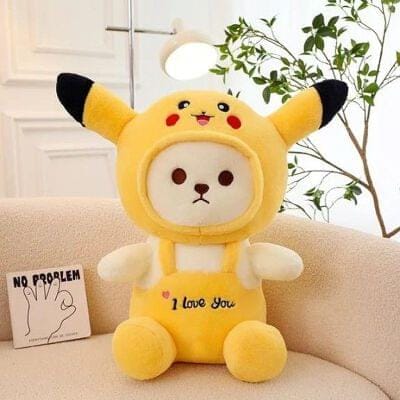 Teddy Bear with Cap - 'I Love You' Plush Toy for Kids 30 CM (Yellow)