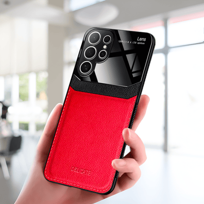 Samsung S23 Ultra Leather Fiberglass Case-Red