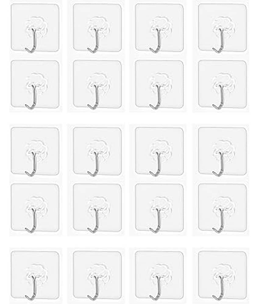 THRIFTKART - 30PC Waterproof Stick On Adhesive Stronger Plastic Wall Hooks Hangers ( Pack Of 30 )
