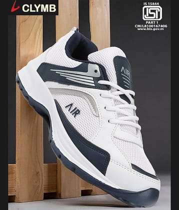 Clymb White Men's Sports Running Shoes