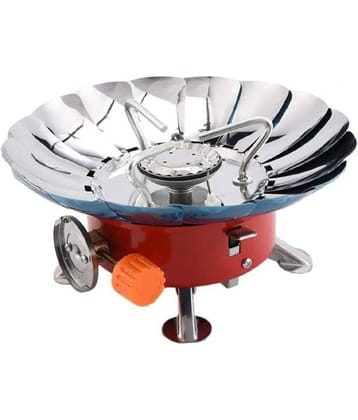 Ultralight Camping Stove Portable Mini Outdoor Folding Metal Camping Gas Stove Windproof Furnace Burner Backpacking Hiking (Windproof Round)
