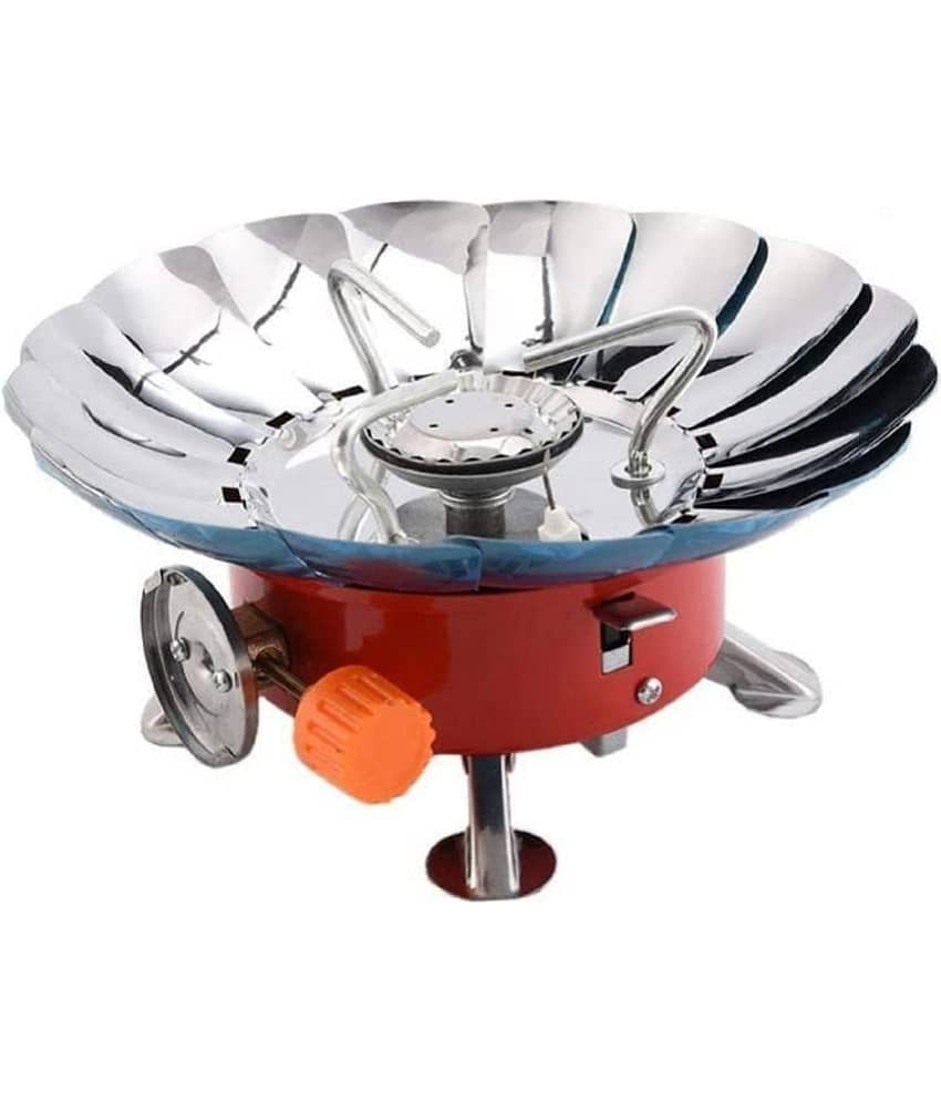 Ultralight Camping Stove Portable Mini Outdoor Folding Metal Camping Gas Stove Windproof Furnace Burner Backpacking Hiking (Windproof Round)