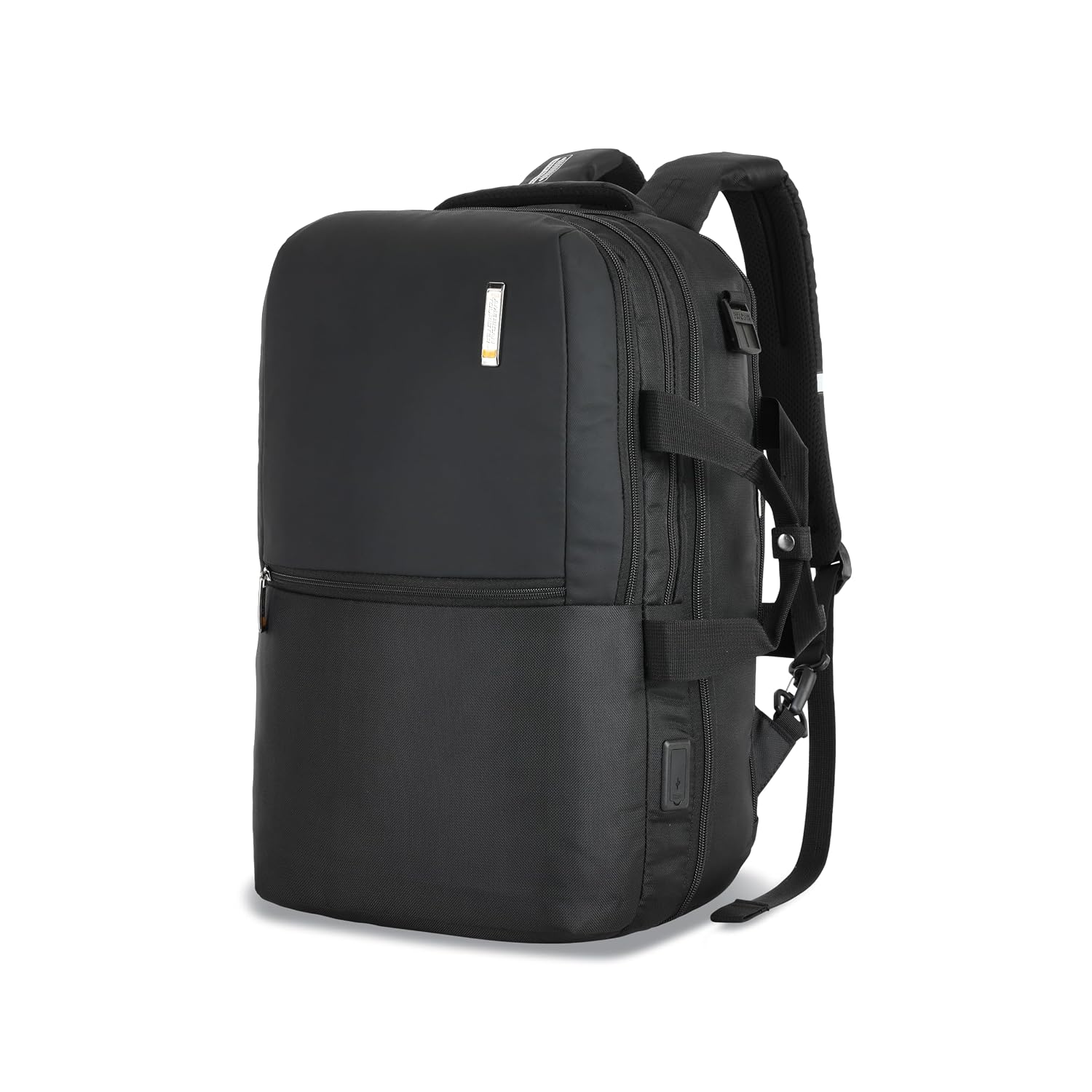 Segno VE Executive Laptop Backpack | 17" Laptop Compartment | USB Port, Smart Sleeve, Hidden Pocket & Rain Cover | Unisex Bag for Men & Women | Black | 1 Yr Global Warranty