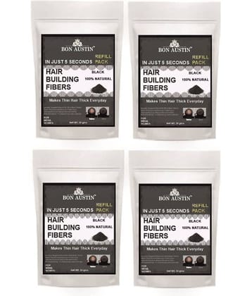 Bon Austin Hair Building Fiber Instant Fuller Hair Refill Pack (Black) 25 gm Pack of 4