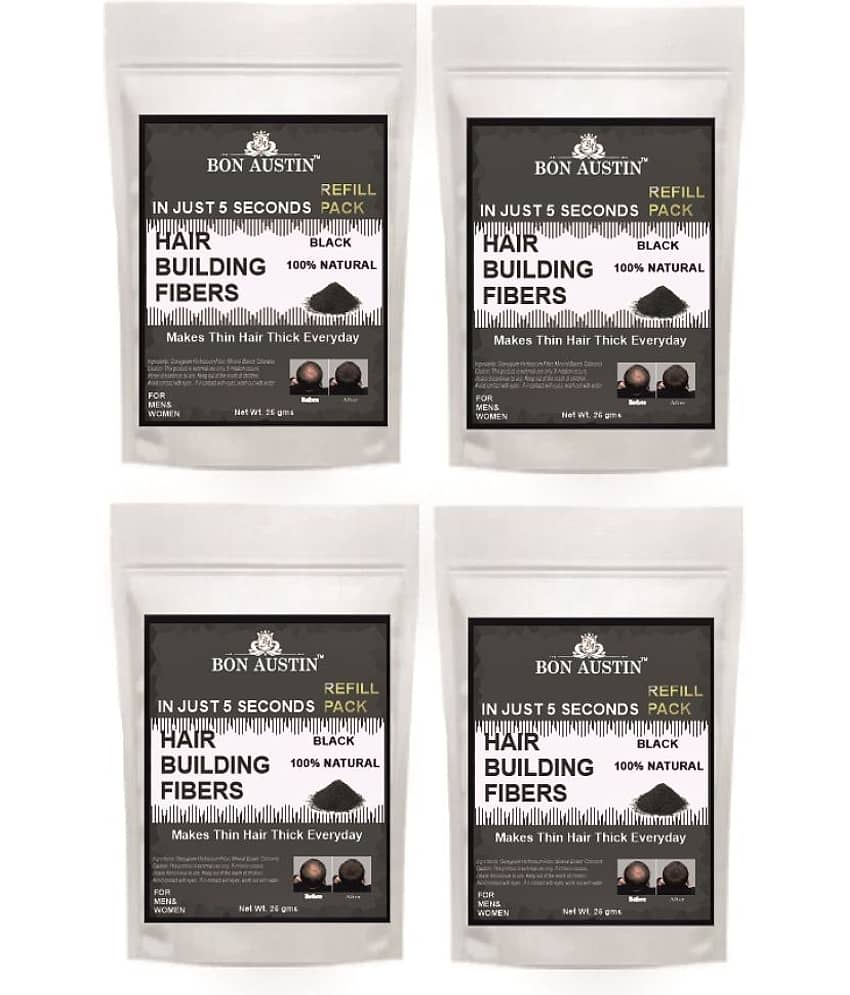 Bon Austin Hair Building Fiber Instant Fuller Hair Refill Pack (Black) 25 gm Pack of 4