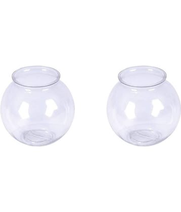 Clear & Transparent Round Glass Fish Pot For Joom View Of 6 Inch Table Top ( Set Of 2 )