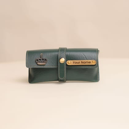 Personalized Green Eyewear Case – Custom Goggle Case with Name Engraving | Premium Quality Leather