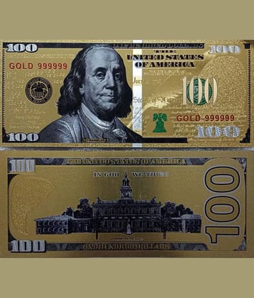 Hop n Shop - New 100 US Dollar Bill 24Kt Gold Plated 1 Paper currency & Bank notes