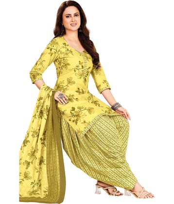 shree jeenmata collection Women Cotton Printed Straight Kurti With Patiala Salwar ( Yellow )