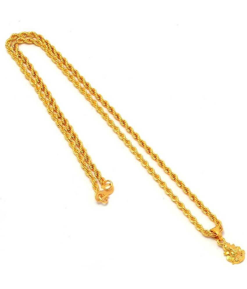 Jewar Mandi Lord Ganesh Ji Gold Plated Locket/Pendant with Rope/Rassi Chain Daily use for Men, Women & Girls, Boys