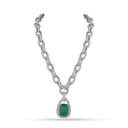 Aneezah - Cubic Zirconia Green Stone Necklace