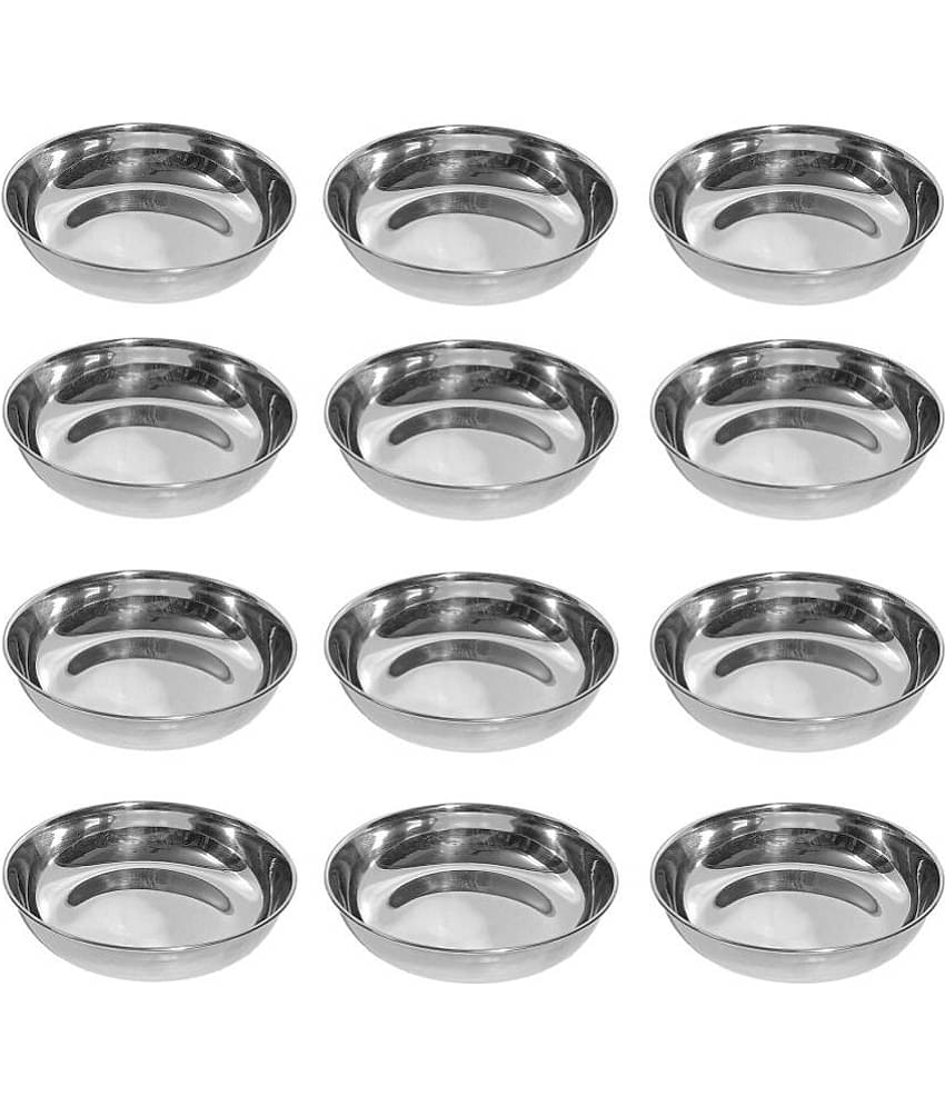 A & H ENTERPRISES - Sweet Dish Bowl / Halwa Plate Stainless Steel Dessert Bowl 100 mL ( Set of 12 )