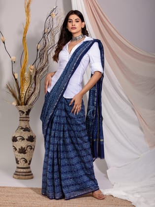 Indigo Dream Chanderi silk Saree