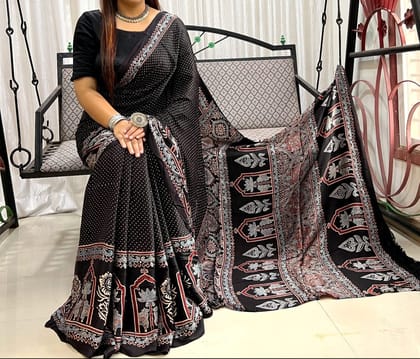 Ajrakh Print Modal Silk Style 39-Ajrakh Print