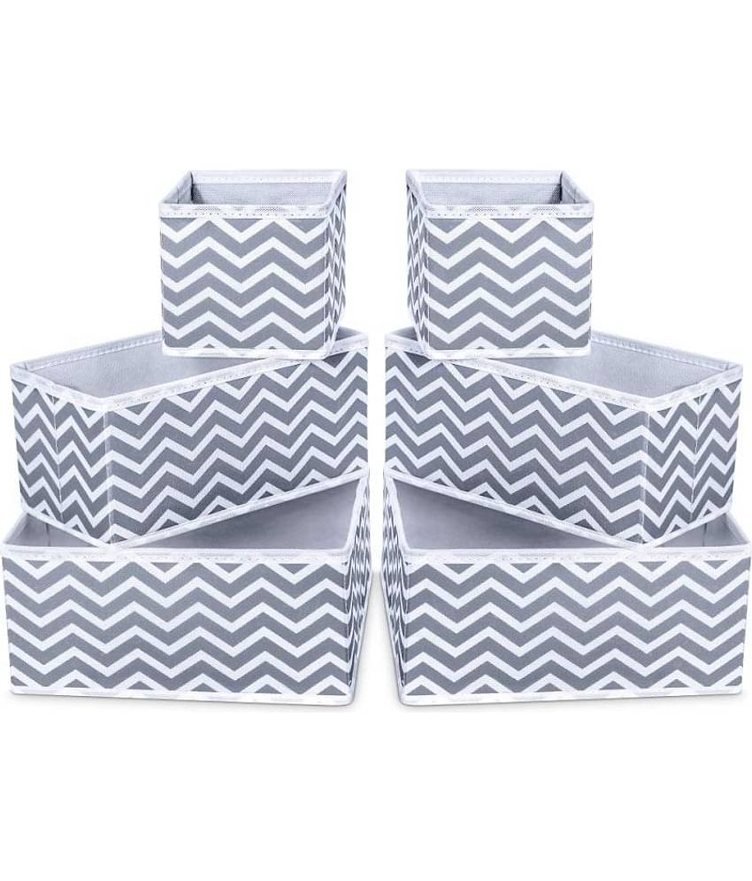 House of Quirk Foldable Cloth Storage BoxCloset Dresser Drawer Organizer Cube Basket Bins Containers Divider with Drawers for Underwear, Bras, Socks, Ties, Scarves, Set of 6 (Wave)