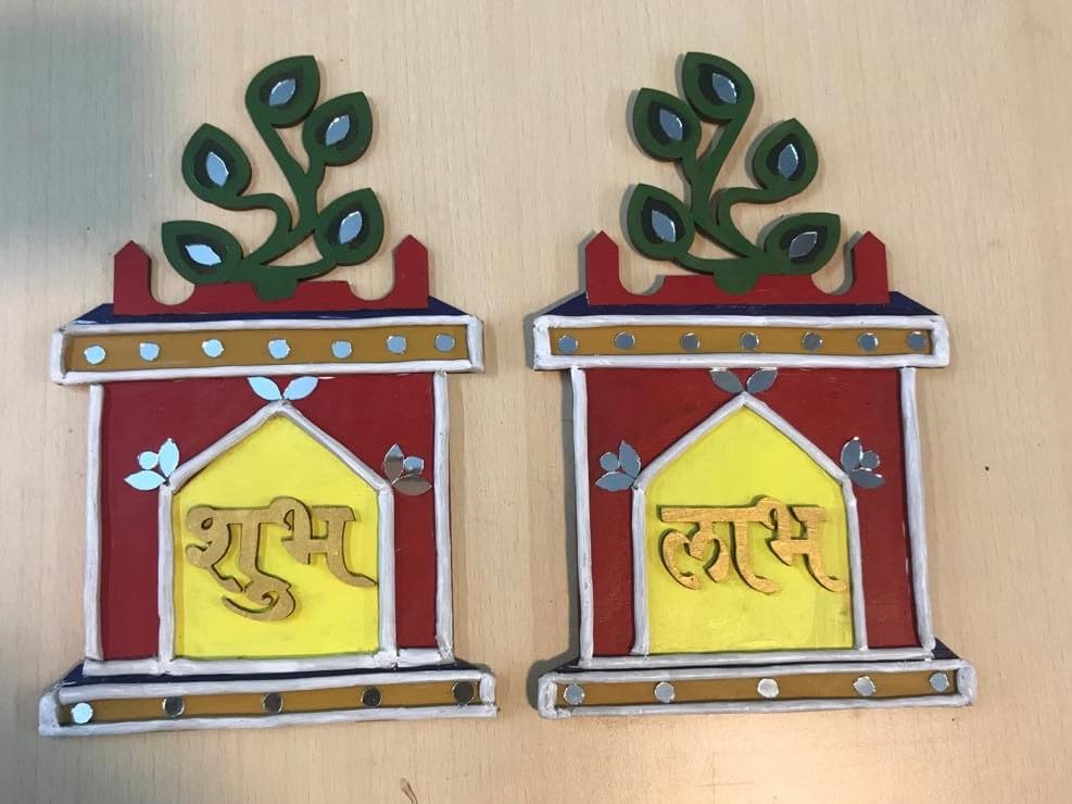The brown box-Unique handmade Shubh labh for Door entrance,Door hanging,Side toran,Lippan art decor,Mud mirror decor,Diwali decor,Festival decor - Pooja Needs | Buy online on ZillyBuy