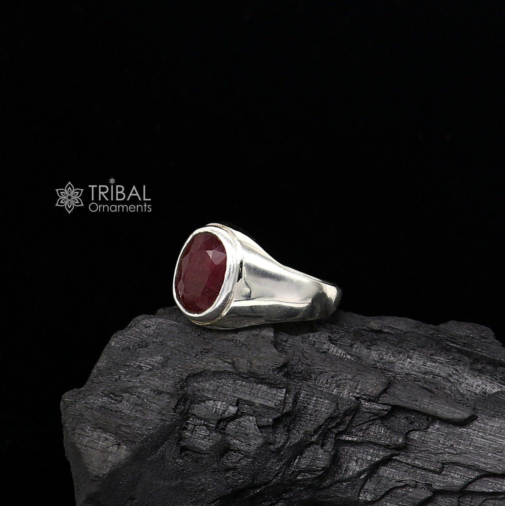 Authentic real 6 carat ruby (manak) stone 925 sterling silver handmade ring band for both men's and girl's, best Astro ring  sr378-3