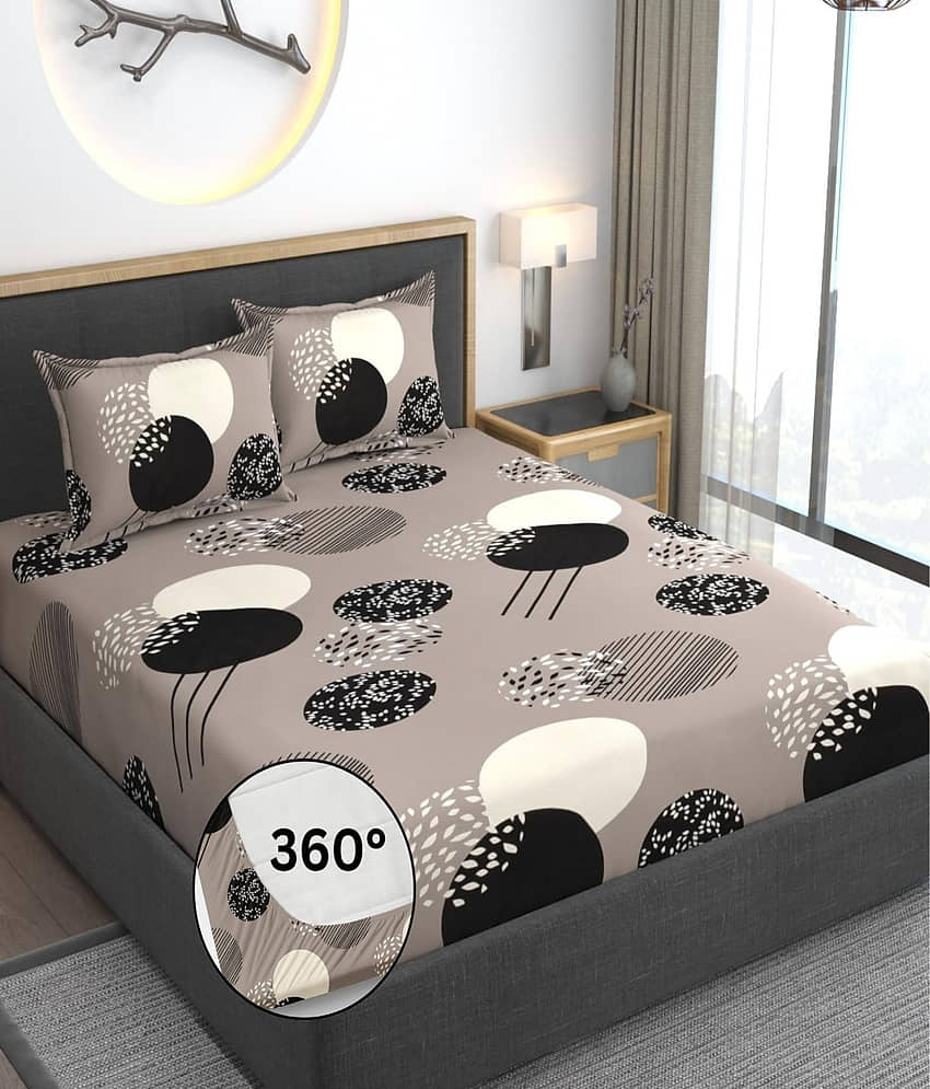 YKNIP Cotton Geometric Fitted ( King Size ) - Beige