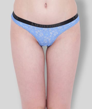 La Intimo - Blue Nylon Printed Women's Thongs ( Pack of 1 ) - L