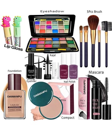 DAIMANPU Makeup Kit ( 11 Set Makeup Kit with Dino Edition Lipgloss, Must have Makeup Combo for Women )