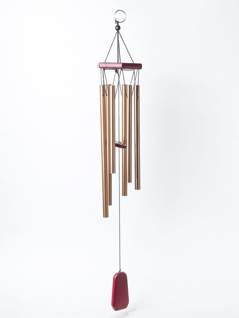 Unique Golden Decorative Wind Chime For Home - 9.5 X 9.5 X 64 Cm